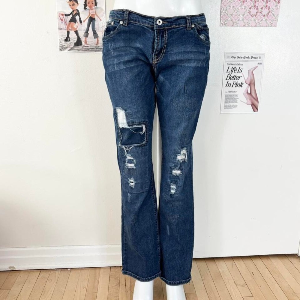 Sizzle Y2K Distressed Bootcut Jeans (Sz 13)